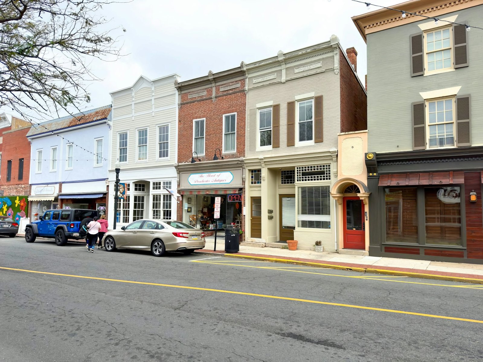 Row of shops on a small town main street