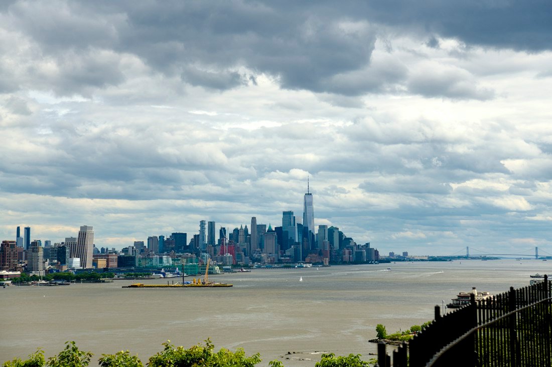 A skyline of new york city is seen